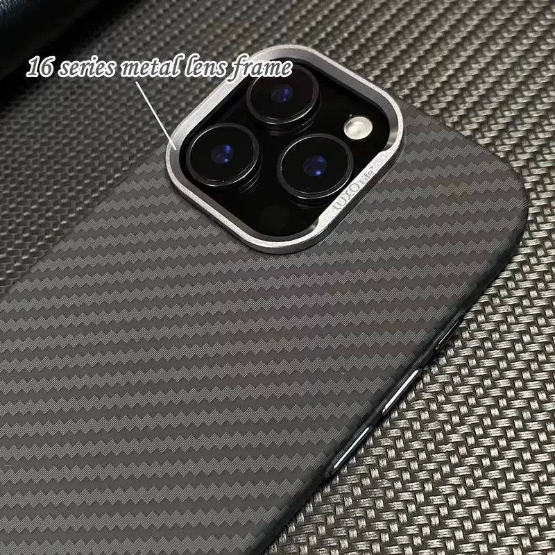 Phone Case Magsafe Luxury 3D Carbon Fiber Texture For iPhone 13 14 15 16 Pro Max Plus Wireless Charging Hard PC Shockproof Cover