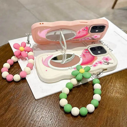 3 Pcs(Light Delicate Petals Phone Case+Lanyard+Stand)Phone Case for IPhone 11/7/7 Plus/8/8 Plus/15