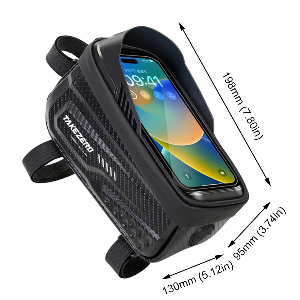 Waterproof Bike Phone Holder Bag with Touch Screen | 1L Bicycle Top Tube Frame Bag for 4.7–6.8" Smartphones