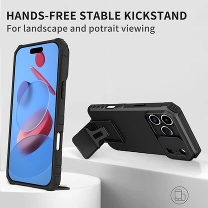 Slide Camera Cover Phone Case for iPhone 17 Air, 17 Plus & 17 Pro Max | Shockproof Armor Case with Kickstand