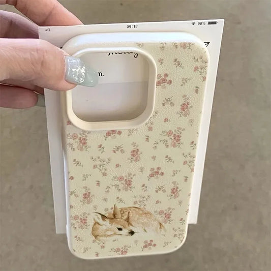 Cute Deer Floral Phone Case for iPhone 17, 16, 15, 14 & 13 Pro Max | Shockproof Flower Pattern Protective Cover
