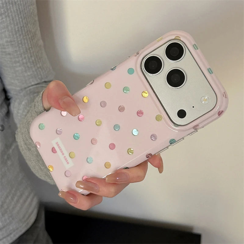 Korean Colorful Polka Dot Phone Case for iPhone 17