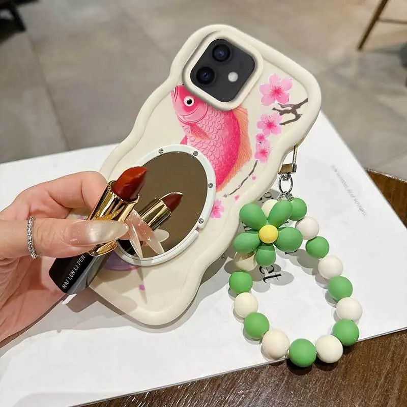 3 Pcs(Light Delicate Petals Phone Case+Lanyard+Stand)Phone Case for IPhone 11/7/7 Plus/8/8 Plus/15