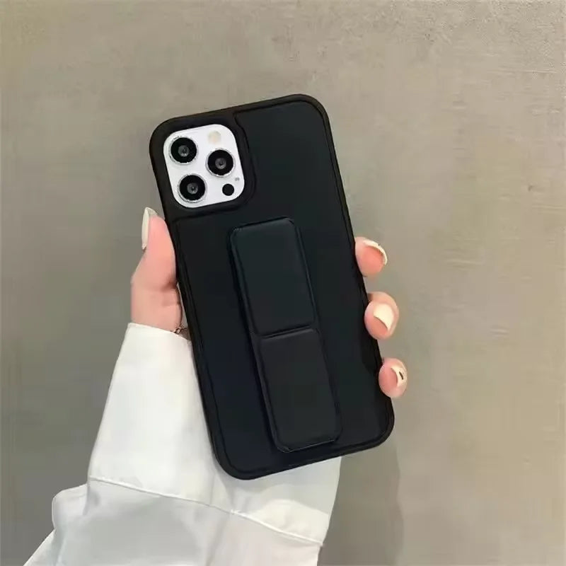 Wrist Strap Phone Case with Foldable Stand for iPhone 16, 15, 14, 13 & 12 | Shockproof Non-Slip Protective Cover