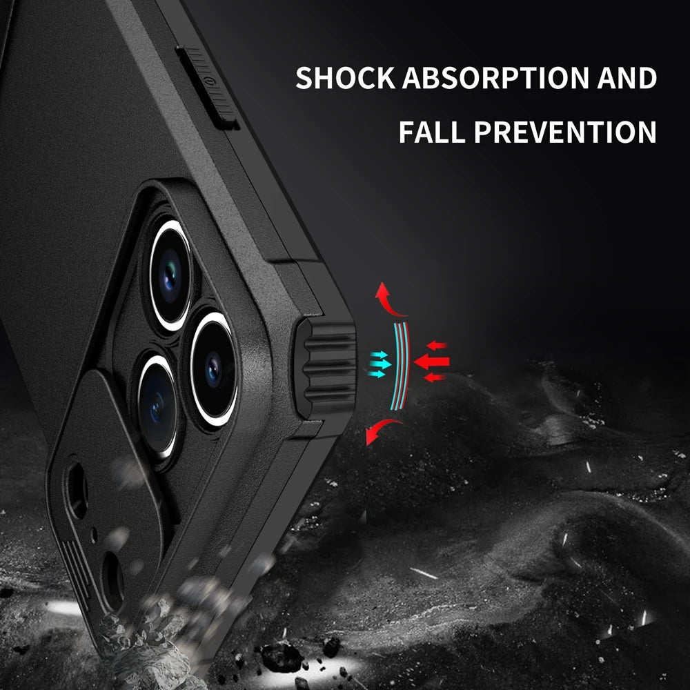 Slide Camera Cover Phone Case for iPhone 17 Air, 17 Plus & 17 Pro Max | Shockproof Armor Case with Kickstand