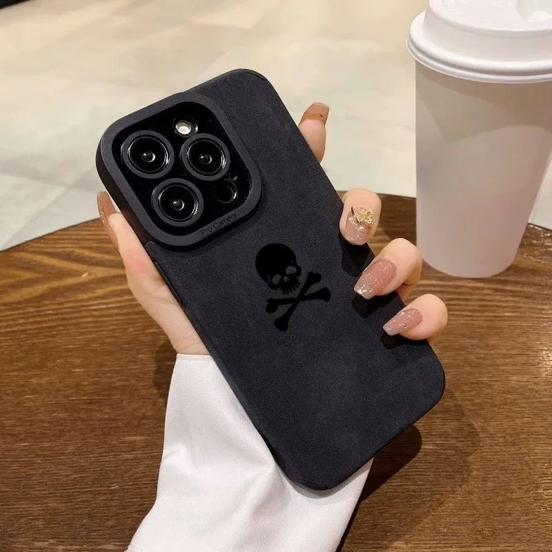 Matte Black Skull Phone Case for iPhone 17