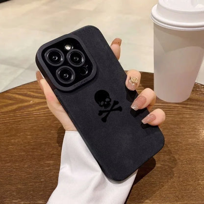 Matte Black Skull Phone Case for iPhone 17