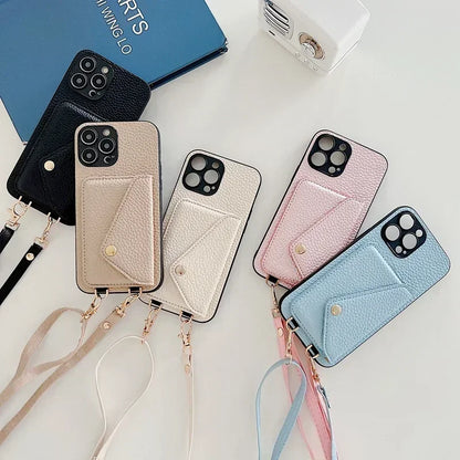 Crossbody Leather Wallet Phone Case for iPhone 17,