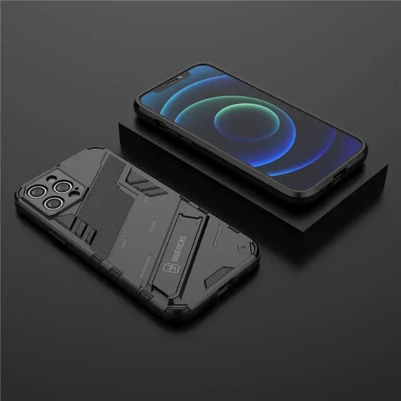 Solid Rugged Armor Shockproof Phone Case For iPhone 17 Air 11 12 13 Mini 14 Plus 15 16 17 Pro Max Holder Stand Back Cover