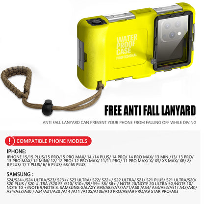 IP68 Waterproof Phone Case with Lanyard for iPhone & Android | 15M/50FT Underwater Diving Protective Pouch