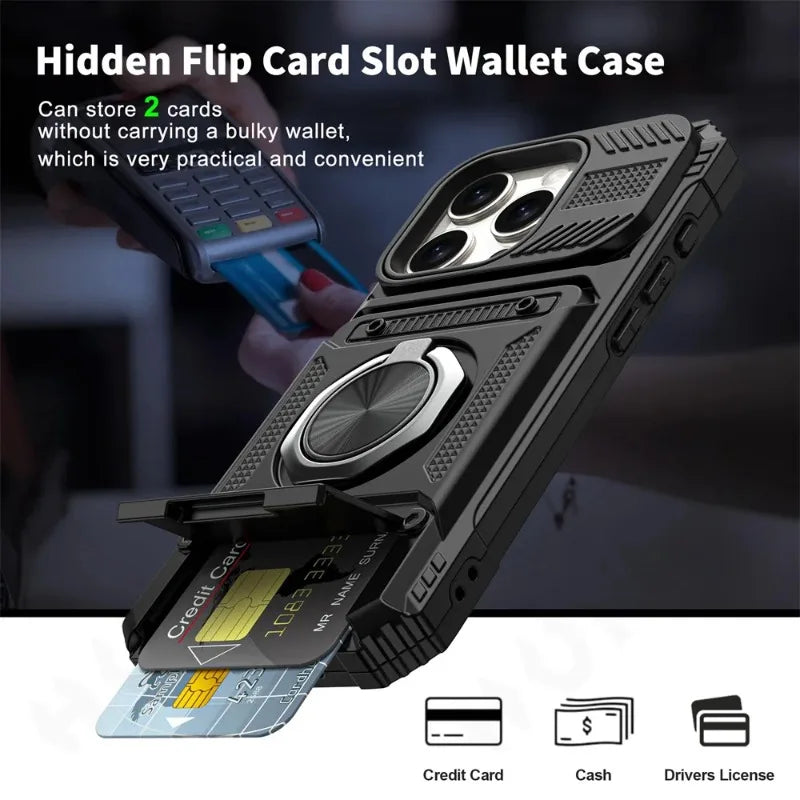Magnetic Wallet Phone Case for iPhone 16, 