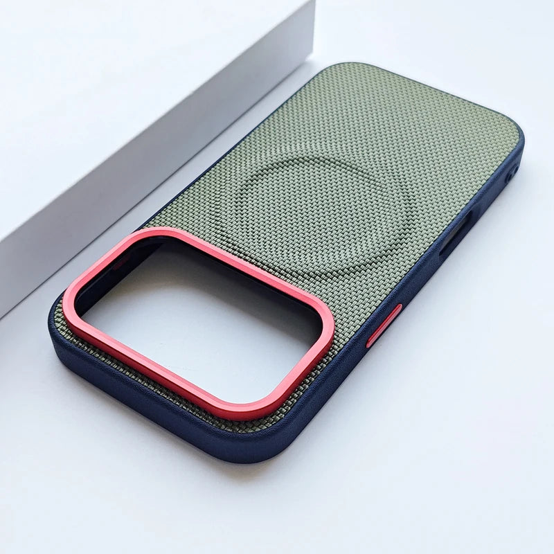 For iPhone 17 Pro Max 17 Air Case Luxury Magnetic Soft TPU+Nylon Woven Leather Back Anti-Fingerprint Cover for iPhone 17