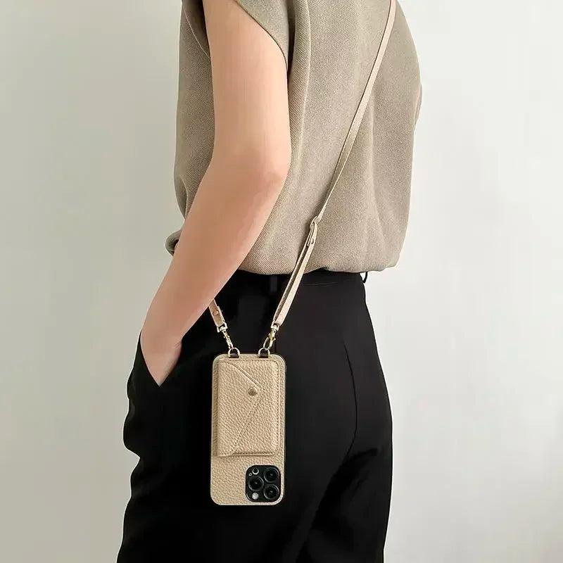 Crossbody Leather Wallet Phone Case for iPhone 17,