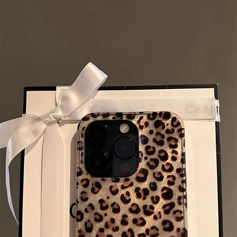 Cute Leopard Print Clear Phone Case for iPhone 17, 16, 15, 14, 13, 12 & 11 Pro Max | Shockproof Silicone Protective Cover