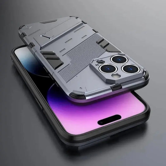 Solid Rugged Armor Shockproof Phone Case For iPhone 17 Air 11 12 13 Mini 14 Plus 15 16 17 Pro Max Holder Stand Back Cover