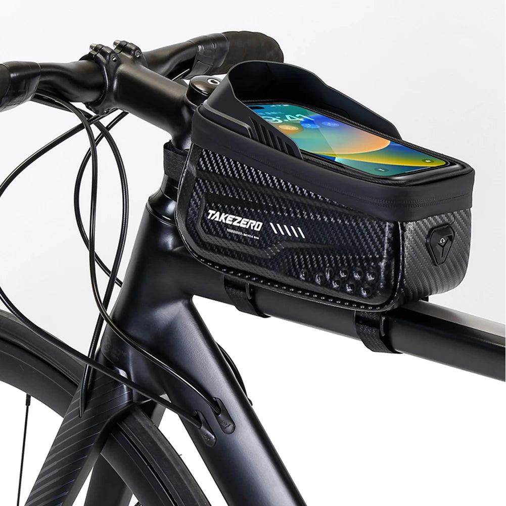 Waterproof Bike Phone Holder Bag with Touch Screen | 1L Bicycle Top Tube Frame Bag for 4.7–6.8" Smartphones