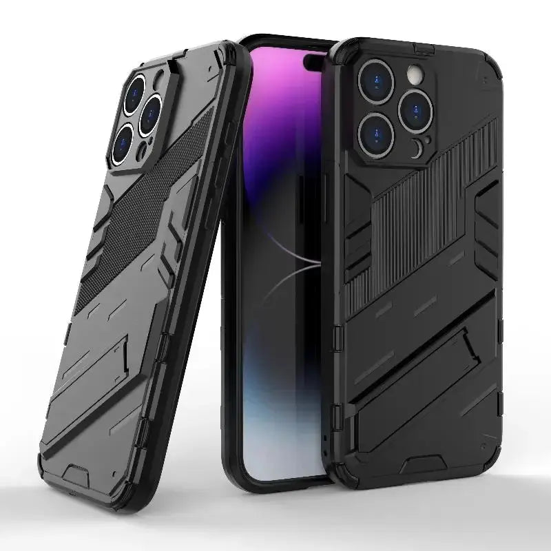 Solid Rugged Armor Shockproof Phone Case For iPhone 17 Air 11 12 13 Mini 14 Plus 15 16 17 Pro Max Holder Stand Back Cover