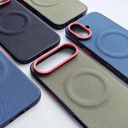 For iPhone 17 Pro Max 17 Air Case Luxury Magnetic Soft TPU+Nylon Woven Leather Back Anti-Fingerprint Cover for iPhone 17