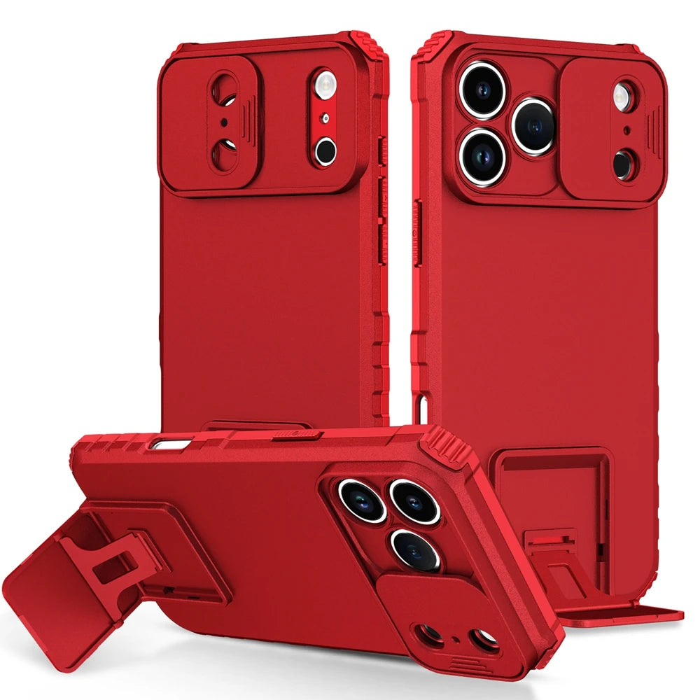 Slide Camera Cover Phone Case for iPhone 17 Air, 17 Plus & 17 Pro Max | Shockproof Armor Case with Kickstand