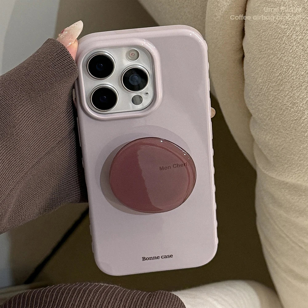 Cute Purple Phone Case with Stand for iPhone 17, 16, 15, 14 & 13 Pro Max | Shockproof Soft Protective Cover