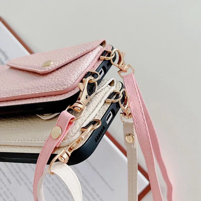 Crossbody Leather Wallet Phone Case for iPhone 17,