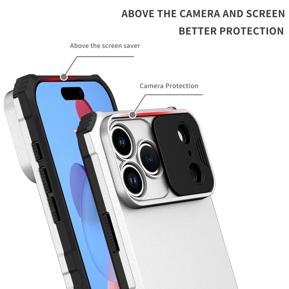 Slide Camera Cover Phone Case for iPhone 17 Air, 17 Plus & 17 Pro Max | Shockproof Armor Case with Kickstand