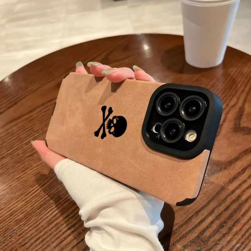 Matte Black Skull Phone Case for iPhone 17
