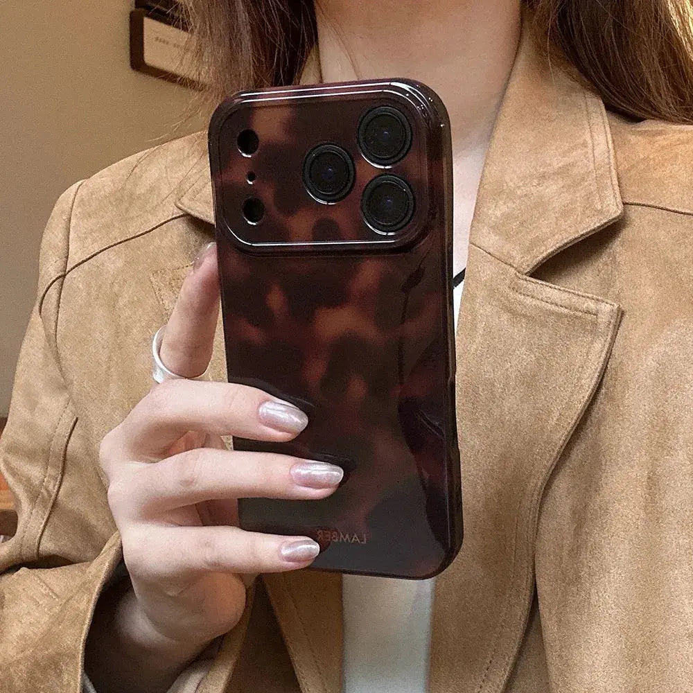 Retro Leopard Print Phone Case for iPhone 17, 16, 15, 14, 13, 12 & 11 Pro Max | Shockproof Silicone Protective Cover