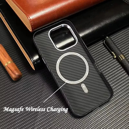 Phone Case Magsafe Luxury 3D Carbon Fiber Texture For iPhone 13 14 15 16 Pro Max Plus Wireless Charging Hard PC Shockproof Cover