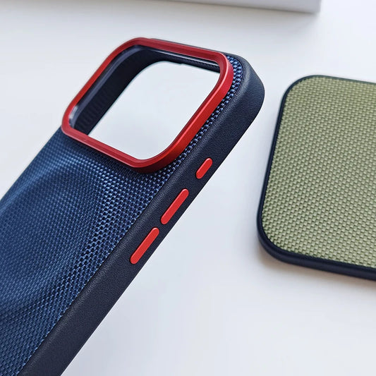 For iPhone 17 Pro Max 17 Air Case Luxury Magnetic Soft TPU+Nylon Woven Leather Back Anti-Fingerprint Cover for iPhone 17