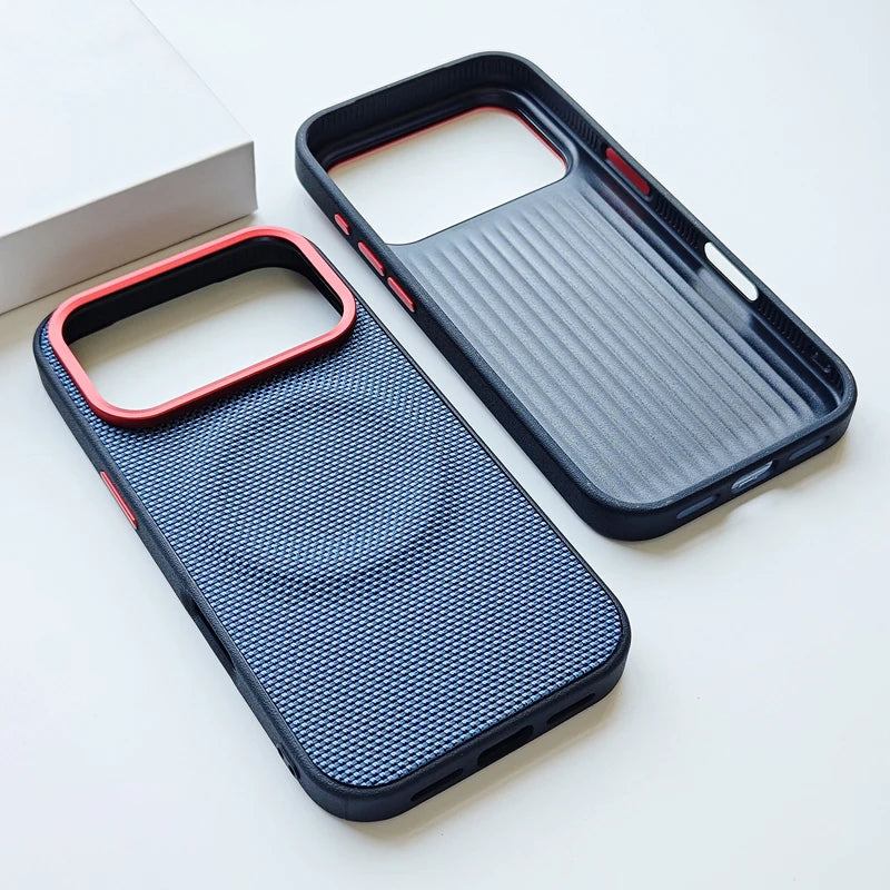 For iPhone 17 Pro Max 17 Air Case Luxury Magnetic Soft TPU+Nylon Woven Leather Back Anti-Fingerprint Cover for iPhone 17