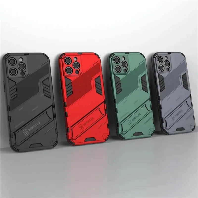 Solid Rugged Armor Shockproof Phone Case For iPhone 17 Air 11 12 13 Mini 14 Plus 15 16 17 Pro Max Holder Stand Back Cover