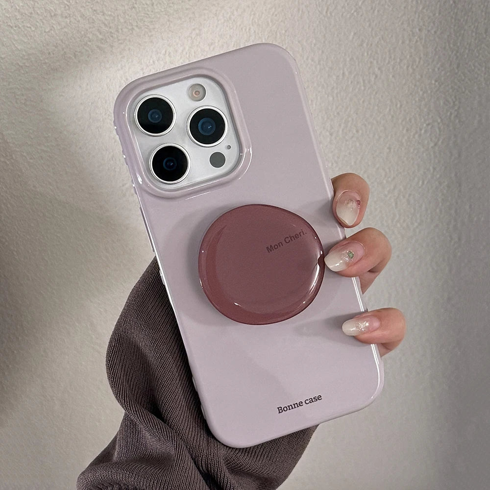 Cute Purple Phone Case with Stand for iPhone 17, 16, 15, 14 & 13 Pro Max | Shockproof Soft Protective Cover