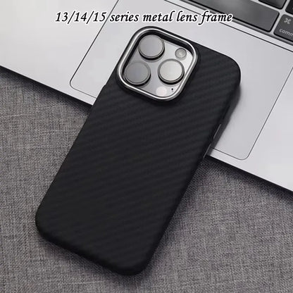 Phone Case Magsafe Luxury 3D Carbon Fiber Texture For iPhone 13 14 15 16 Pro Max Plus Wireless Charging Hard PC Shockproof Cover