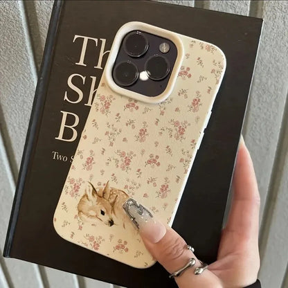 Cute Deer Floral Phone Case for iPhone 17, 16, 15, 14 & 13 Pro Max | Shockproof Flower Pattern Protective Cover