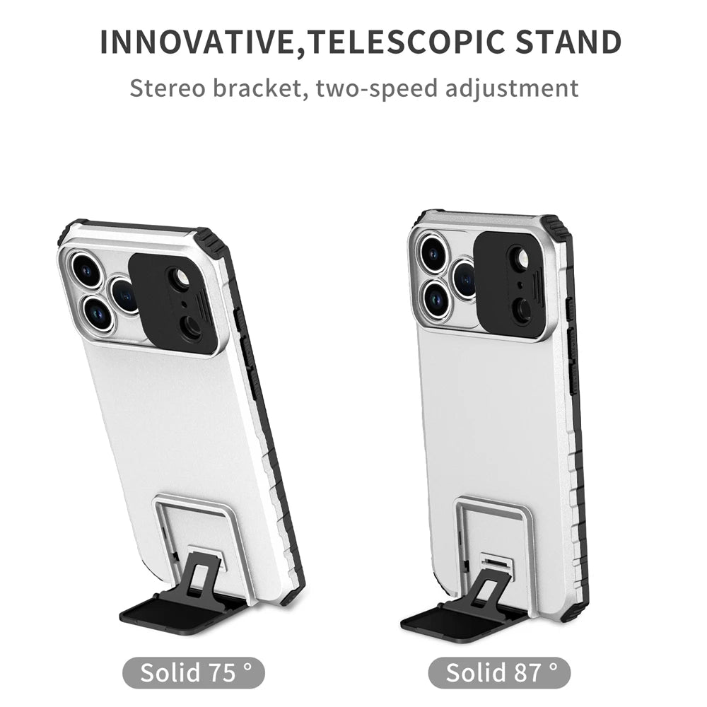 Slide Camera Cover Phone Case for iPhone 17 Air, 17 Plus & 17 Pro Max | Shockproof Armor Case with Kickstand
