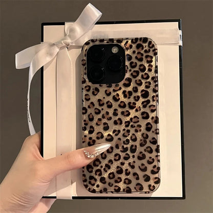 Cute Leopard Print Clear Phone Case for iPhone 17, 16, 15, 14, 13, 12 & 11 Pro Max | Shockproof Silicone Protective Cover