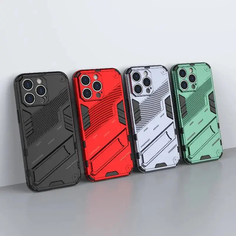 Solid Rugged Armor Shockproof Phone Case For iPhone 17 Air 11 12 13 Mini 14 Plus 15 16 17 Pro Max Holder Stand Back Cover