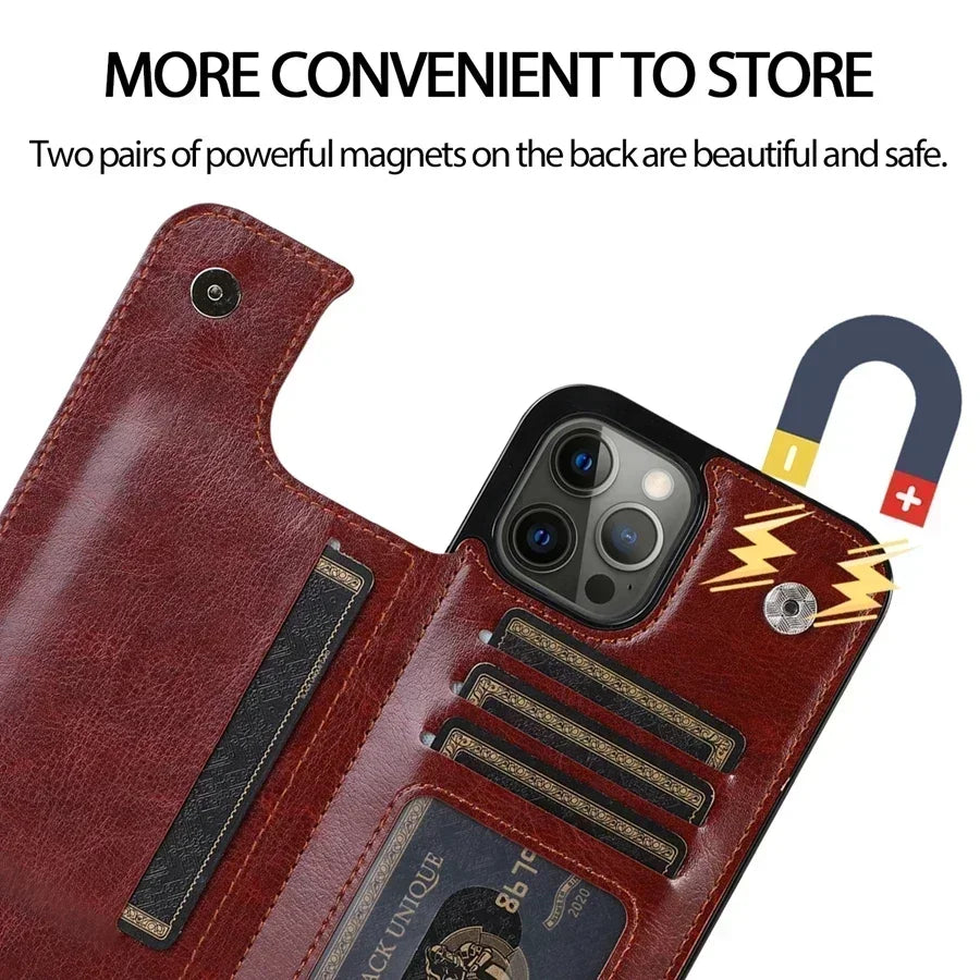 Leather Wallet Phone Case for iPhone 16e