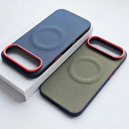 For iPhone 17 Pro Max 17 Air Case Luxury Magnetic Soft TPU+Nylon Woven Leather Back Anti-Fingerprint Cover for iPhone 17