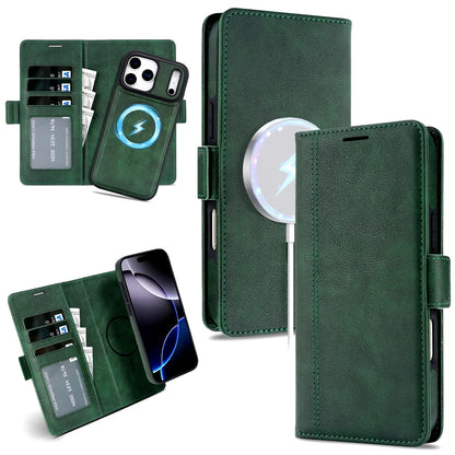 2-in-1 MagSafe Wallet Case for iPhone 17, 16, 15, 14, 13 & 12 Pro Max | Detachable Leather Card Holder Flip Cover