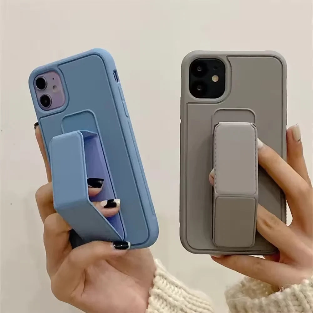 Wrist Strap Phone Case with Foldable Stand for iPhone 16, 15, 14, 13 & 12 | Shockproof Non-Slip Protective Cover