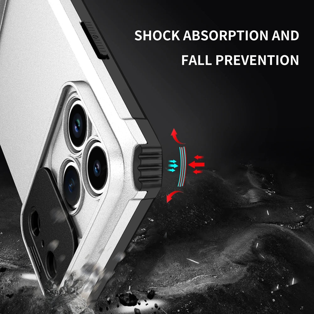 Slide Camera Cover Phone Case for iPhone 17 Air, 17 Plus & 17 Pro Max | Shockproof Armor Case with Kickstand