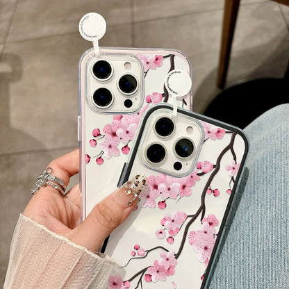 2-in-1 Candy Color Floral Phone Case for iPhone 17, 16, 15, 14, 13, 12 & 11 Pro Max | Soft TPU Clear Protective Cover