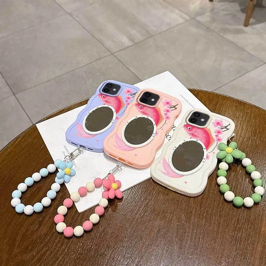 3 Pcs(Light Delicate Petals Phone Case+Lanyard+Stand)Phone Case for IPhone 11/7/7 Plus/8/8 Plus/15