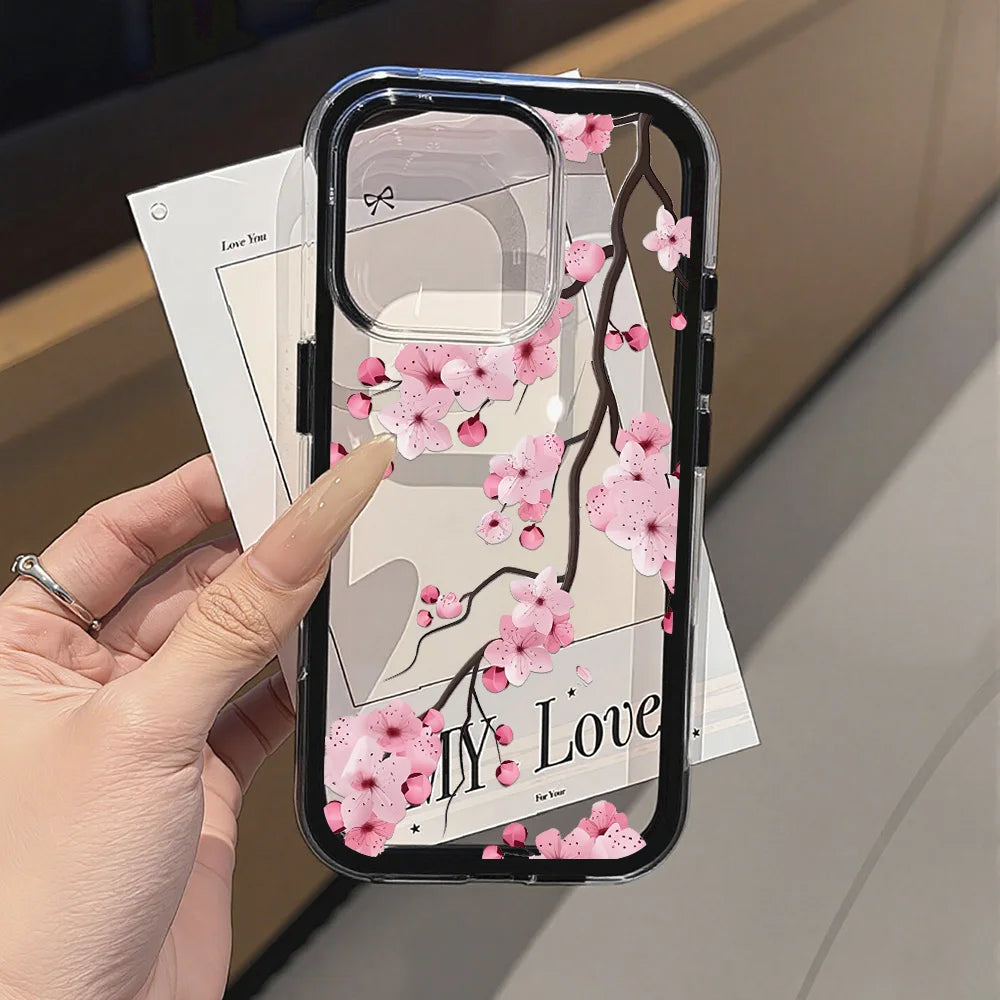2-in-1 Candy Color Floral Phone Case for iPhone 17, 16, 15, 14, 13, 12 & 11 Pro Max | Soft TPU Clear Protective Cover