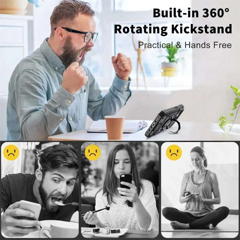 Magnetic Wallet Phone Case for iPhone 16, 