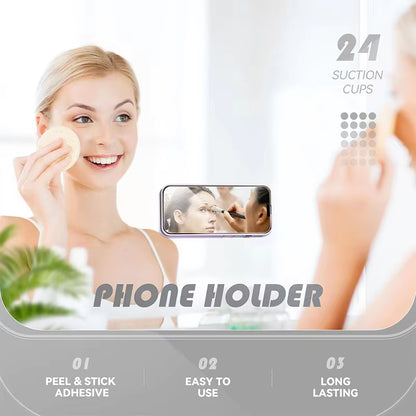 Silicone Phone Suction Cup Mount | Reusable Anti-Slip Phone Holder for Mirrors, Windows & Smooth Surfaces