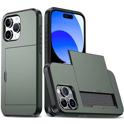 Wallet Card Holder Case for iPhone 17, 16, 15, 14, 13, 12 & 11 Pro Max | Slim Shockproof Protective Phone Cover