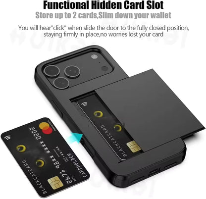 Wallet Card Holder Case for iPhone 17, 16, 15, 14, 13, 12 & 11 Pro Max | Slim Shockproof Protective Phone Cover